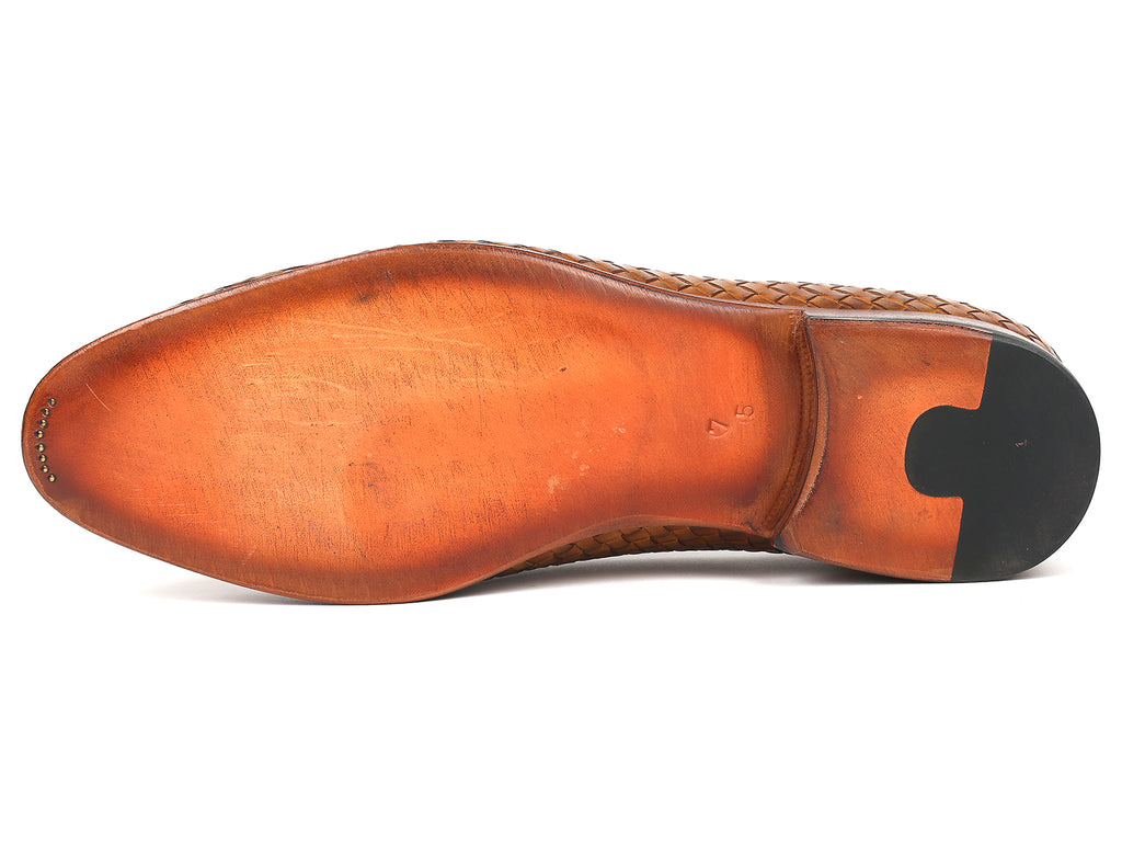 Paul Parkman Woven Leather Tassel Loafers Camel Colour (ID#WVN44-CML ...