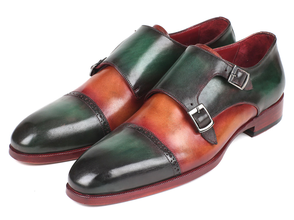 Paul Parkman Captoe Double Monkstraps Brown & Purple - 045BP17