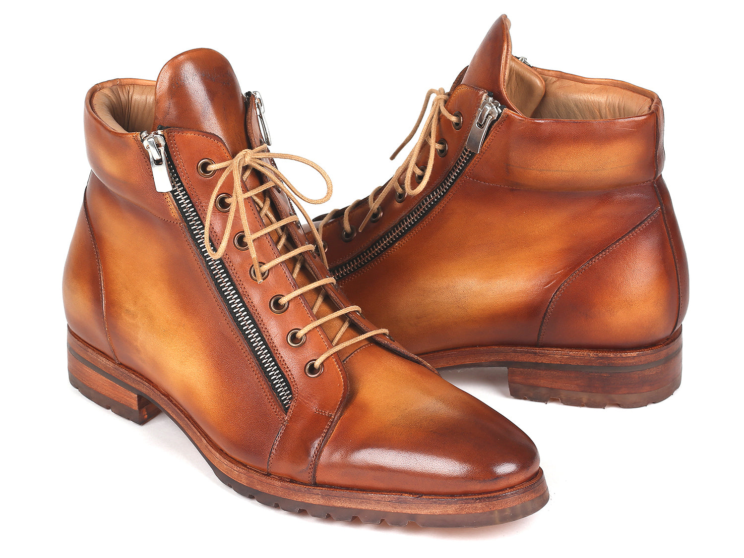 Paul Parkman Men's Side Zipper Leather Biker Boots Light Brown (12455-CML) EU 38 - US 6 Paul Parkman Men's Side Zipper Leather Biker Boots Light Brown (12455-CML) EU 38 - US 6