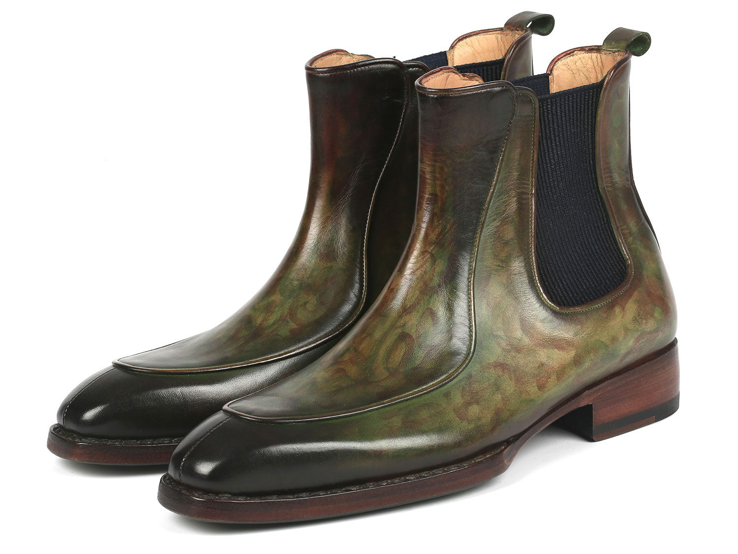 Paul Parkman Green Handpainted Chelsea Boots Goodyear Welted (ID – Handmade Shoes