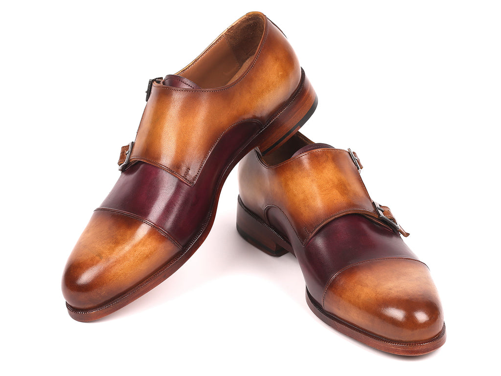 Paul Parkman Captoe Double Monkstrap Antique Blue & Brown Suede - 045AN14