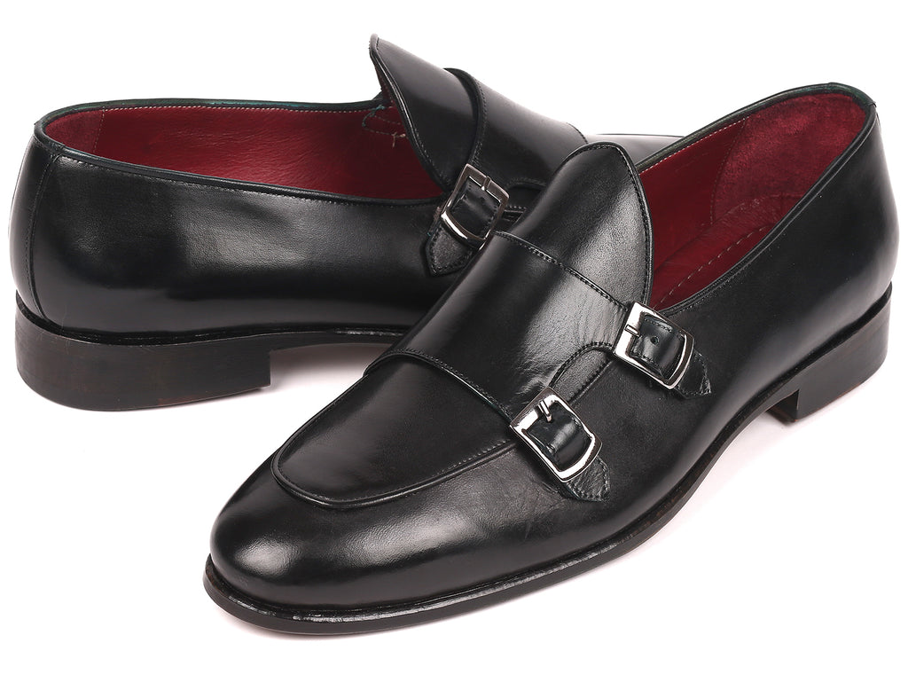 Paul Parkman Men's Black Double Monkstrap Shoes (ID#HT82BLK) – PAUL ...