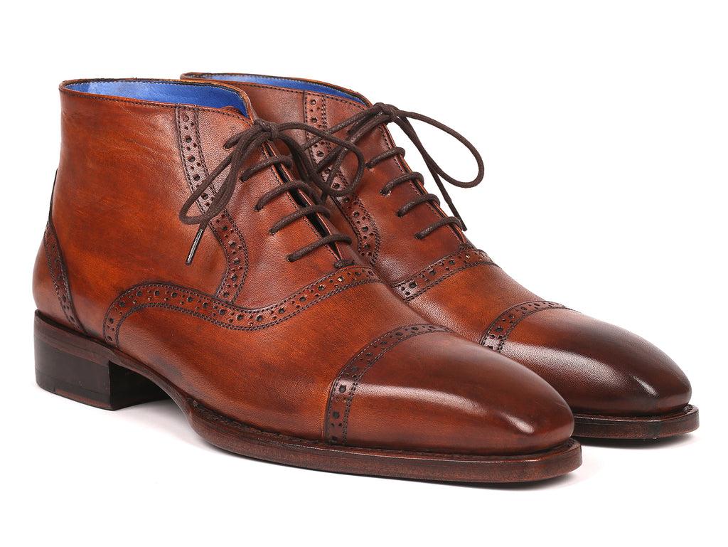 Paul Parkman Men's Antique Brown Cap Toe Ankle Boots (ID#646BRW15)