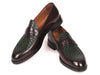 Paul Parkman Woven Leather Loafers Brown & Green (ID#548LF832)