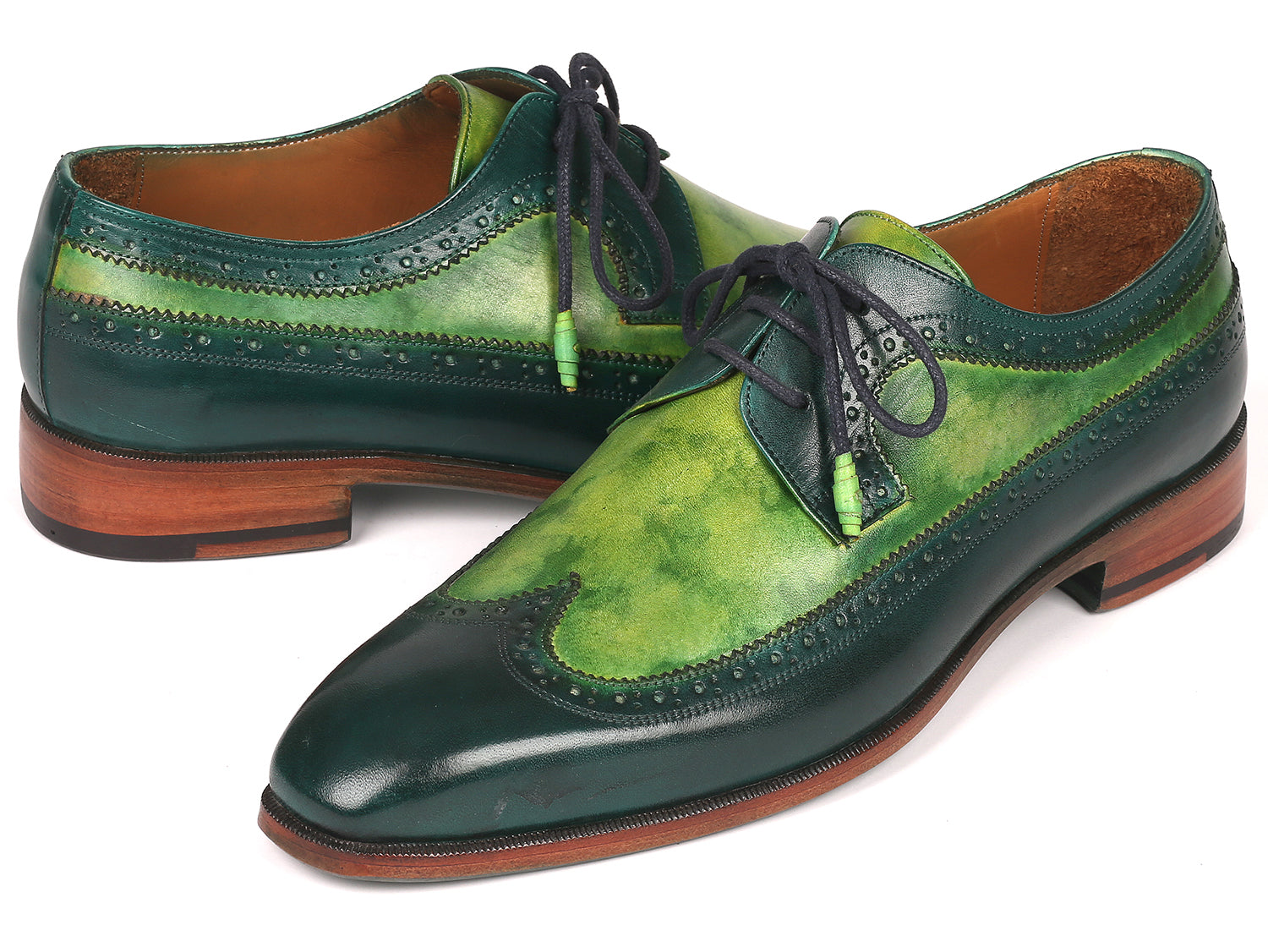 Paul Parkman Men's Green Dual Tone Wingtip Derby Shoes (ID#6931GRN) '----- Paul Parkman Men's Green Dual Tone Wingtip Derby Shoes (ID#6931GRN) '-----