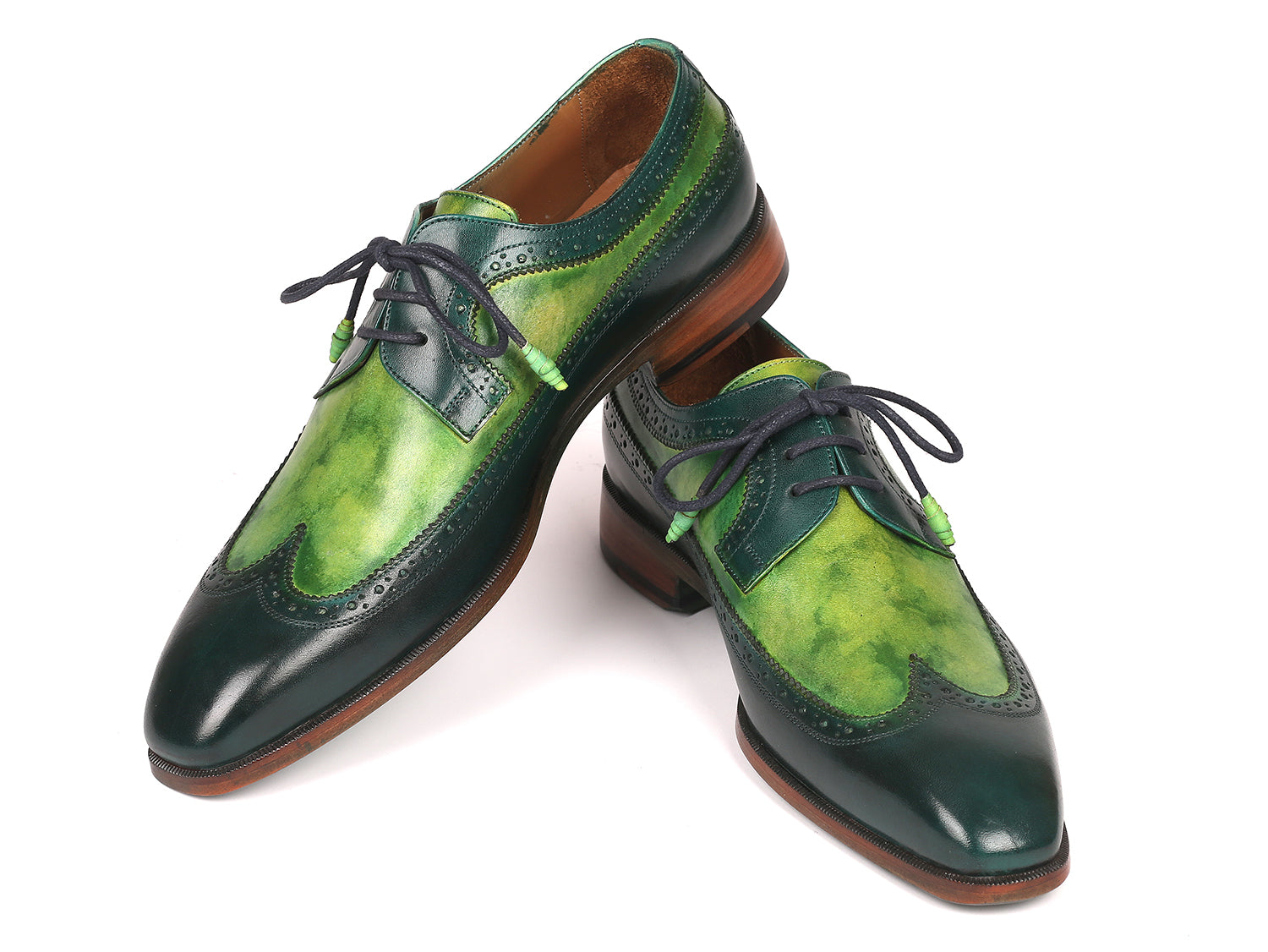 Paul Parkman Men's Green Dual Tone Wingtip Derby Shoes (ID#6931GRN) '----- Paul Parkman Men's Green Dual Tone Wingtip Derby Shoes (ID#6931GRN) '-----