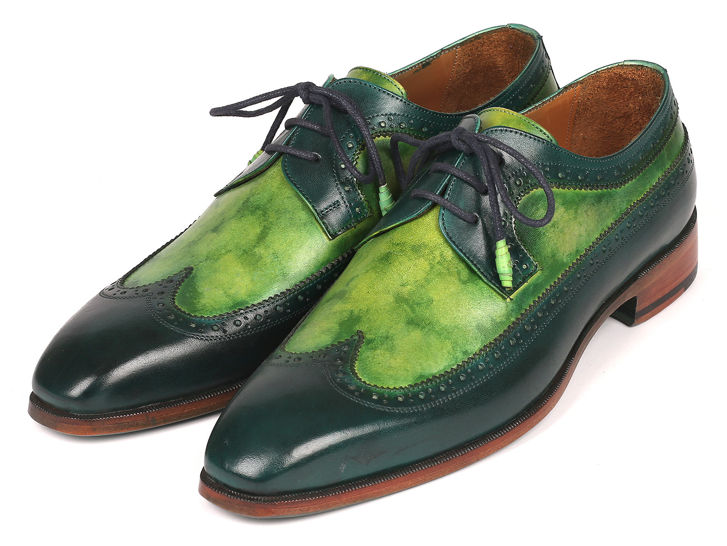 Paul Parkman Men's Green Dual Tone Wingtip Derby Shoes (ID#6931GRN) '----- Paul Parkman Men's Green Dual Tone Wingtip Derby Shoes (ID#6931GRN) '-----