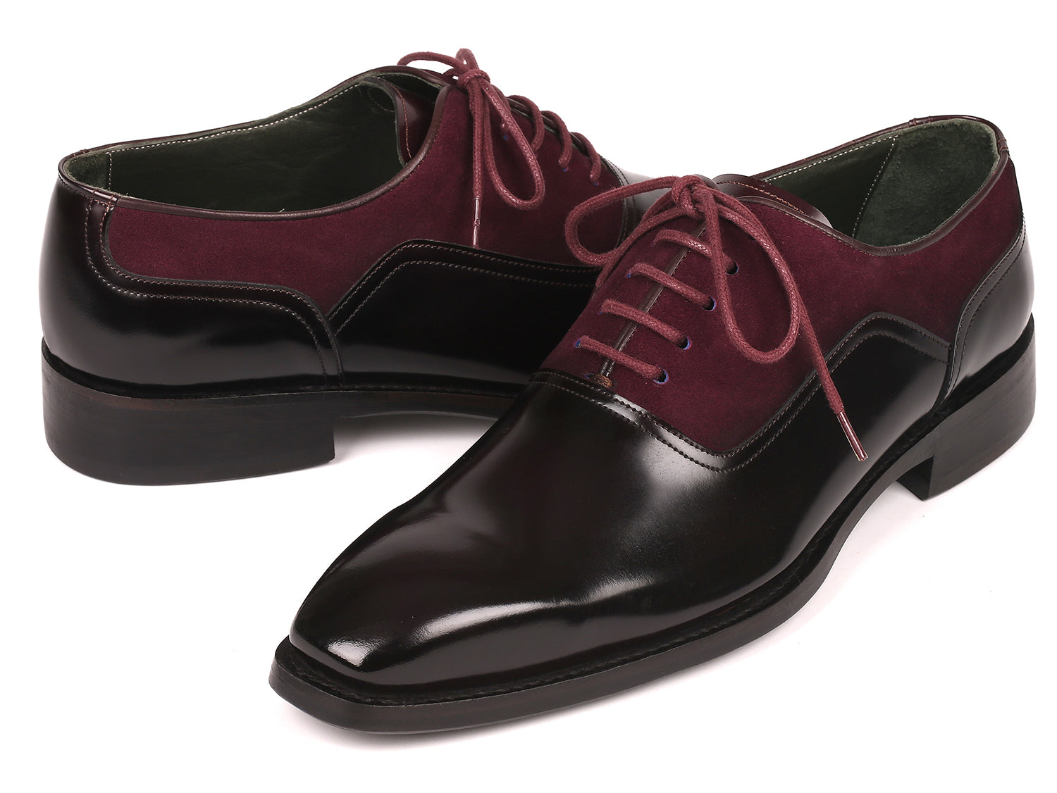 Paul Parkman Men's Burgundy Suede & Black Patent Oxfords (ID#17BUR85) EU 46 - US 12 / 12.5 Paul Parkman Men's Burgundy Suede & Black Patent Oxfords (ID#17BUR85) EU 46 - US 12 / 12.5