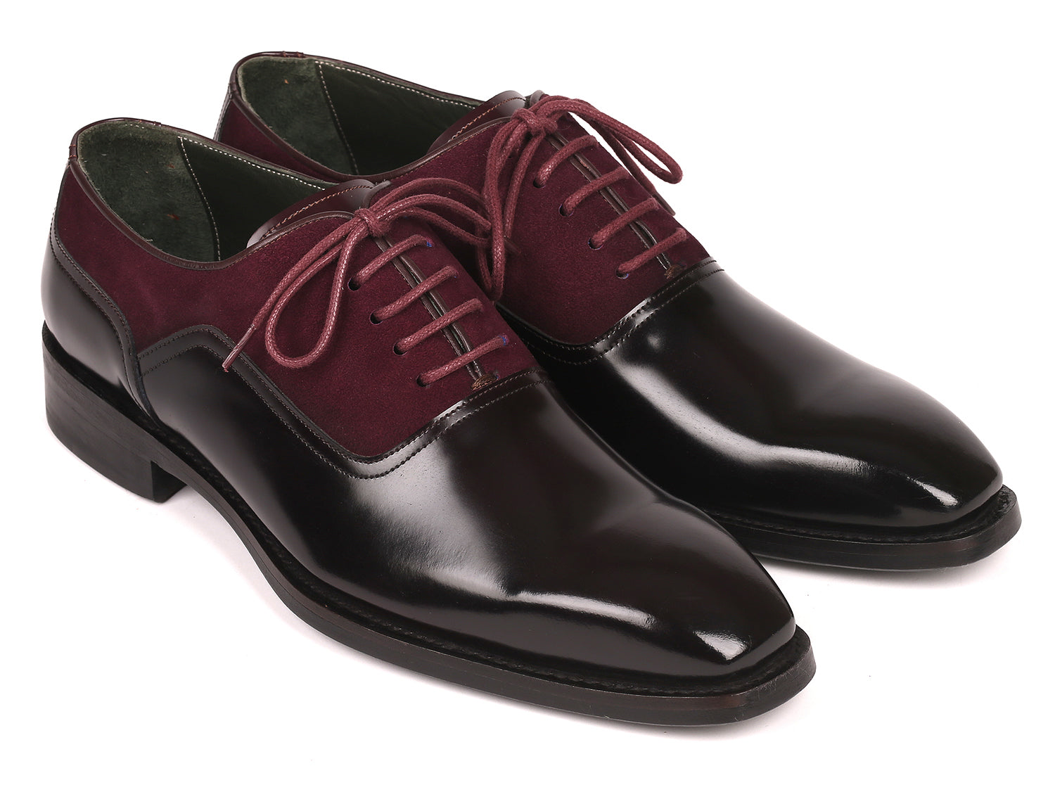 Paul Parkman Men's Burgundy Suede & Black Patent Oxfords (ID#17BUR85) EU 46 - US 12 / 12.5 Paul Parkman Men's Burgundy Suede & Black Patent Oxfords (ID#17BUR85) EU 46 - US 12 / 12.5