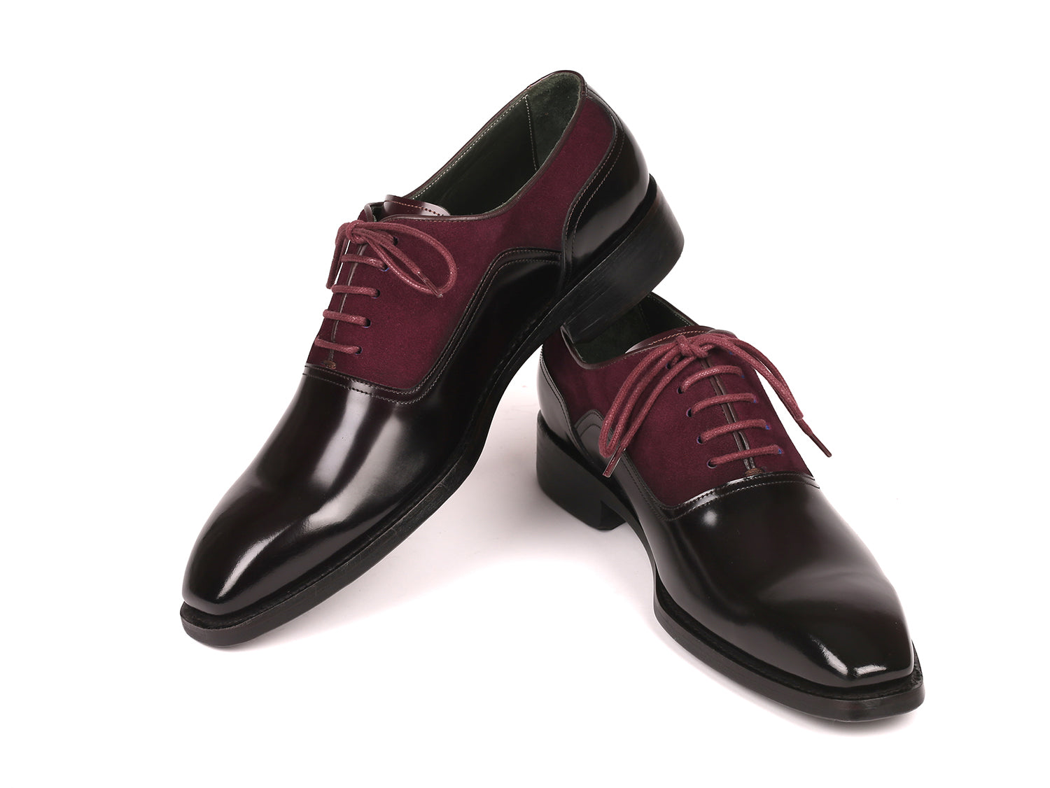 Paul Parkman Men's Burgundy Suede & Black Patent Oxfords (ID#17BUR85) EU 46 - US 12 / 12.5 Paul Parkman Men's Burgundy Suede & Black Patent Oxfords (ID#17BUR85) EU 46 - US 12 / 12.5