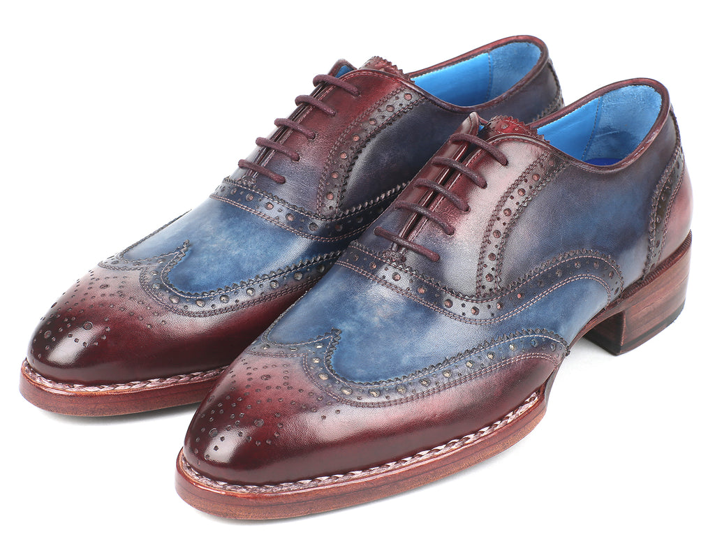 Paul Parkman Goodyear Welted Two Tone Wingtip Oxfords Blue & Bordeaux ...