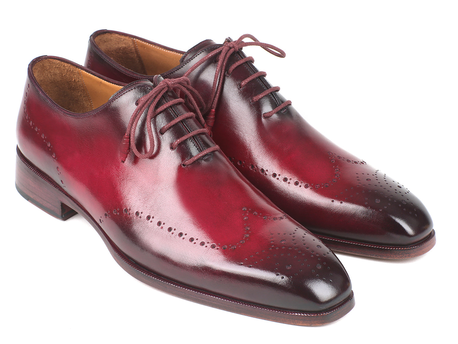 Paul Parkman Men's Bordeaux Burnished Wingtip Oxfords (ID#84RT83) PAUL PARKMAN Handmade Shoes Paul Parkman Men's Bordeaux Burnished Wingtip Oxfords (ID#84RT83) PAUL PARKMAN Handmade Shoes