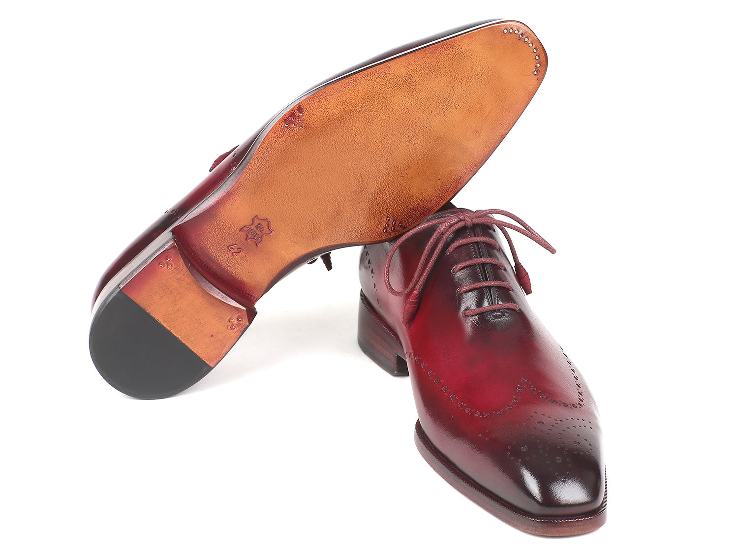 Paul Parkman Men's Bordeaux Burnished Wingtip Oxfords (ID#84RT83) EU 42 - US 9 Paul Parkman Men's Bordeaux Burnished Wingtip Oxfords (ID#84RT83) EU 42 - US 9