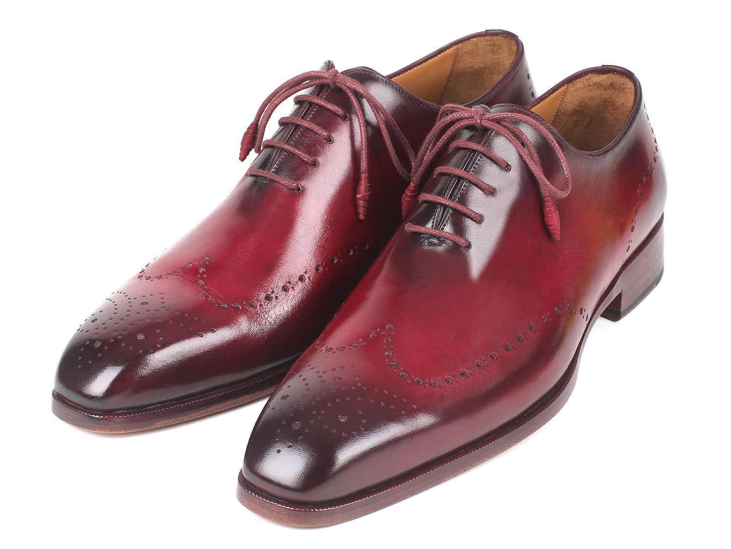 mens burgundy dress shoe Paul Parkman Men's Bordeaux Burnished Wingtip Oxfords (ID#84RT83) EU 42