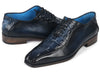 Paul Parkman Navy Croco Textured Leather Bicycle Toe Oxfords (ID#94-214)