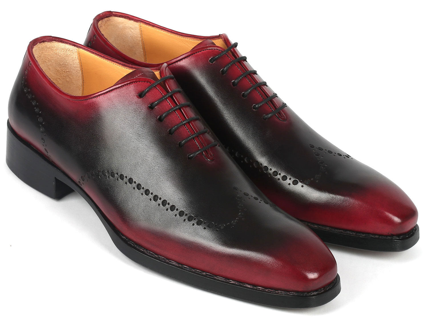 Paul Parkman Goodyear Welted Men's Red & Black Oxford Shoes (ID#081-B51) EU 40 - US 7.5 Paul Parkman Goodyear Welted Men's Red & Black Oxford Shoes (ID#081-B51) EU 40 - US 7.5