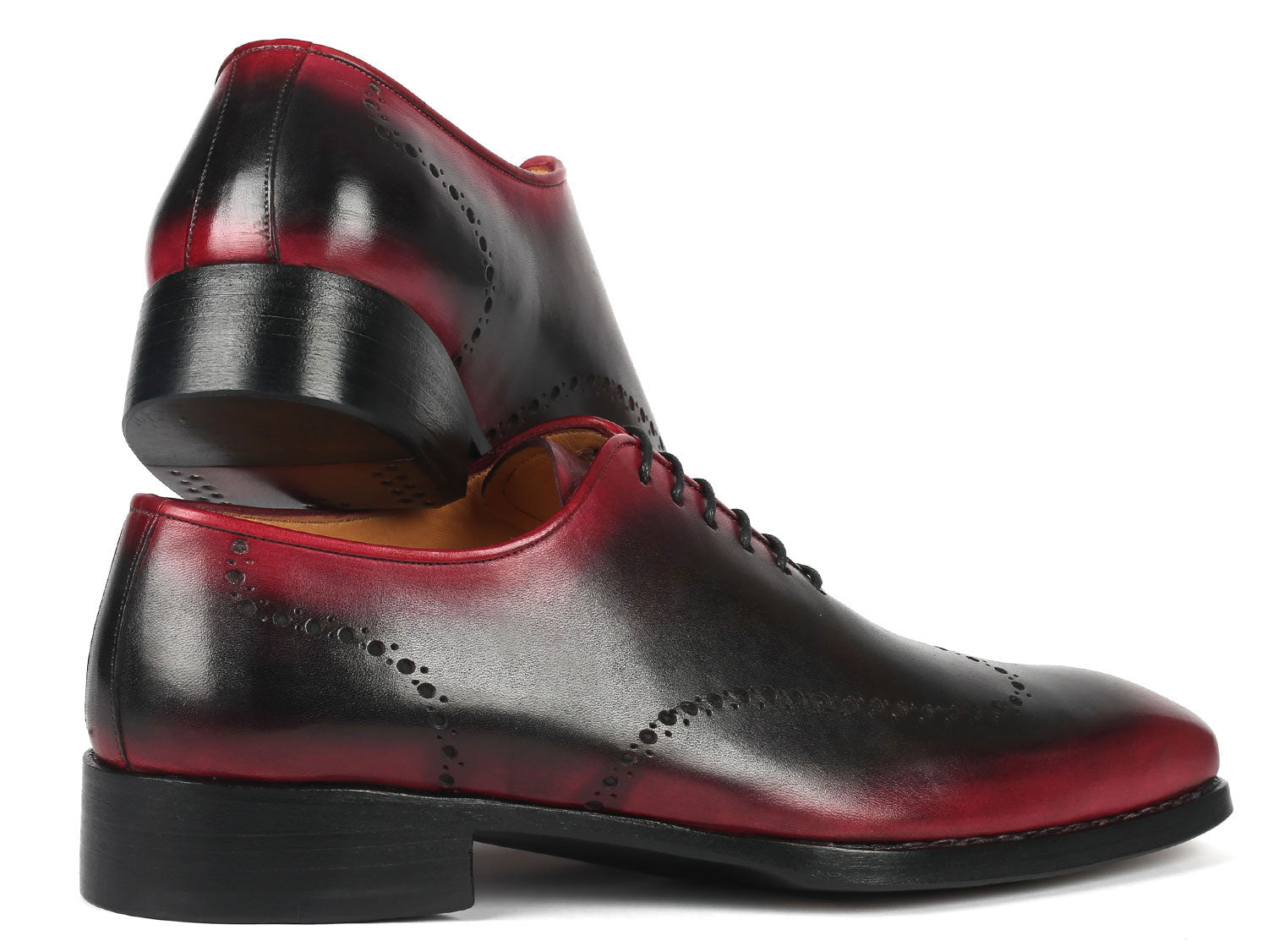 red and black dress shoes Paul Parkman Goodyear Welted Men's Red & Black Oxford Shoes (ID#081-B51) EU 40