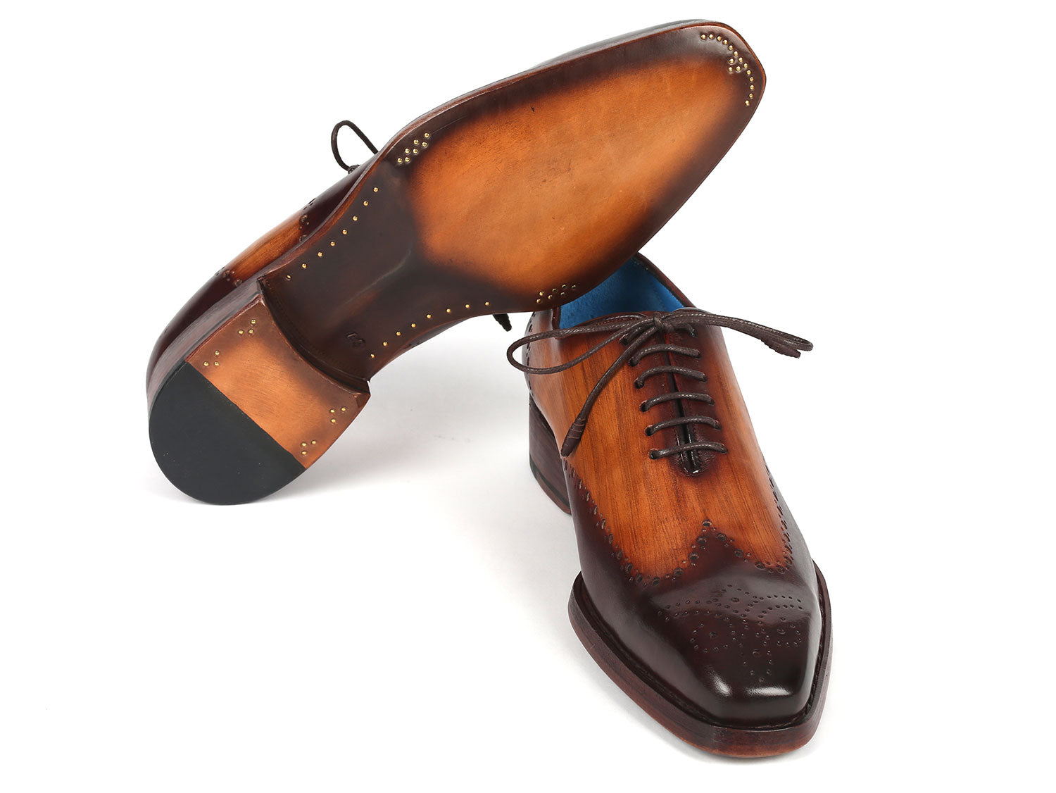 Paul Parkman Goodyear Welted Men's Two Tone Brown Oxford Shoes (ID#081-K33) EU 46 - US 12 / 12.5 Paul Parkman Goodyear Welted Men's Two Tone Brown Oxford Shoes (ID#081-K33) EU 46 - US 12 / 12.5
