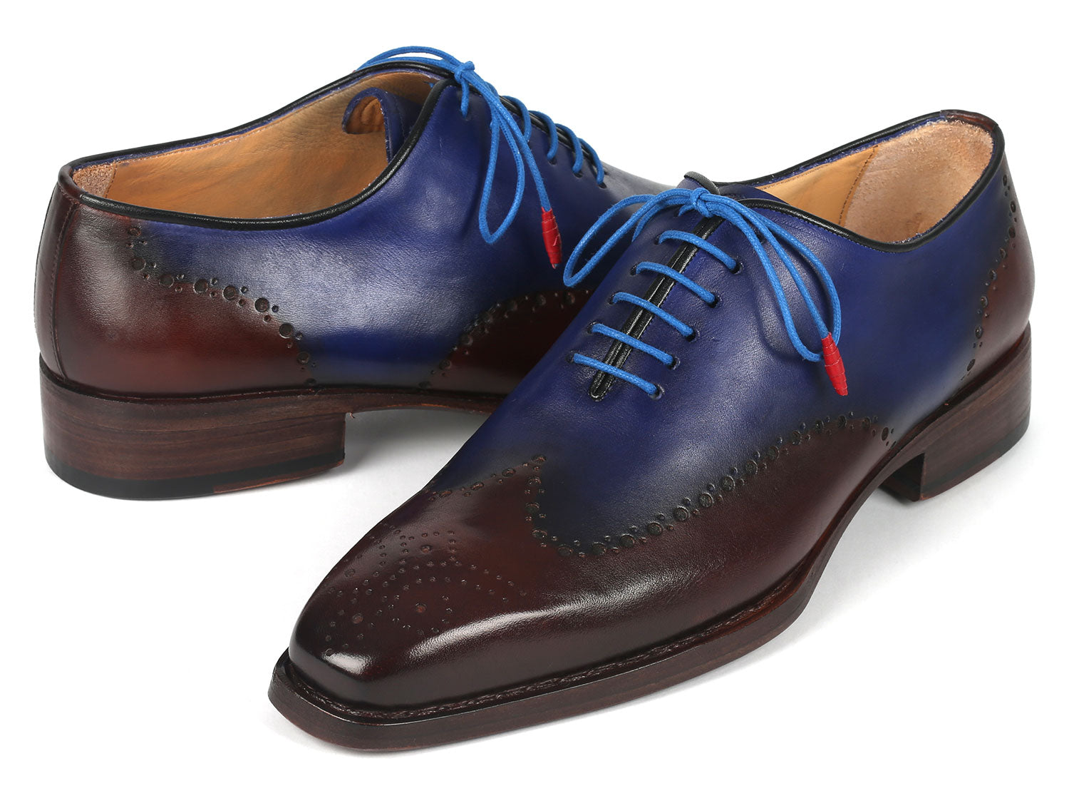 Paul Parkman Goodyear Welted Men's Brown & Blue Oxford Shoes (ID#081-B35) EU 46 - US 12 / 12.5 Paul Parkman Goodyear Welted Men's Brown & Blue Oxford Shoes (ID#081-B35) EU 46 - US 12 / 12.5