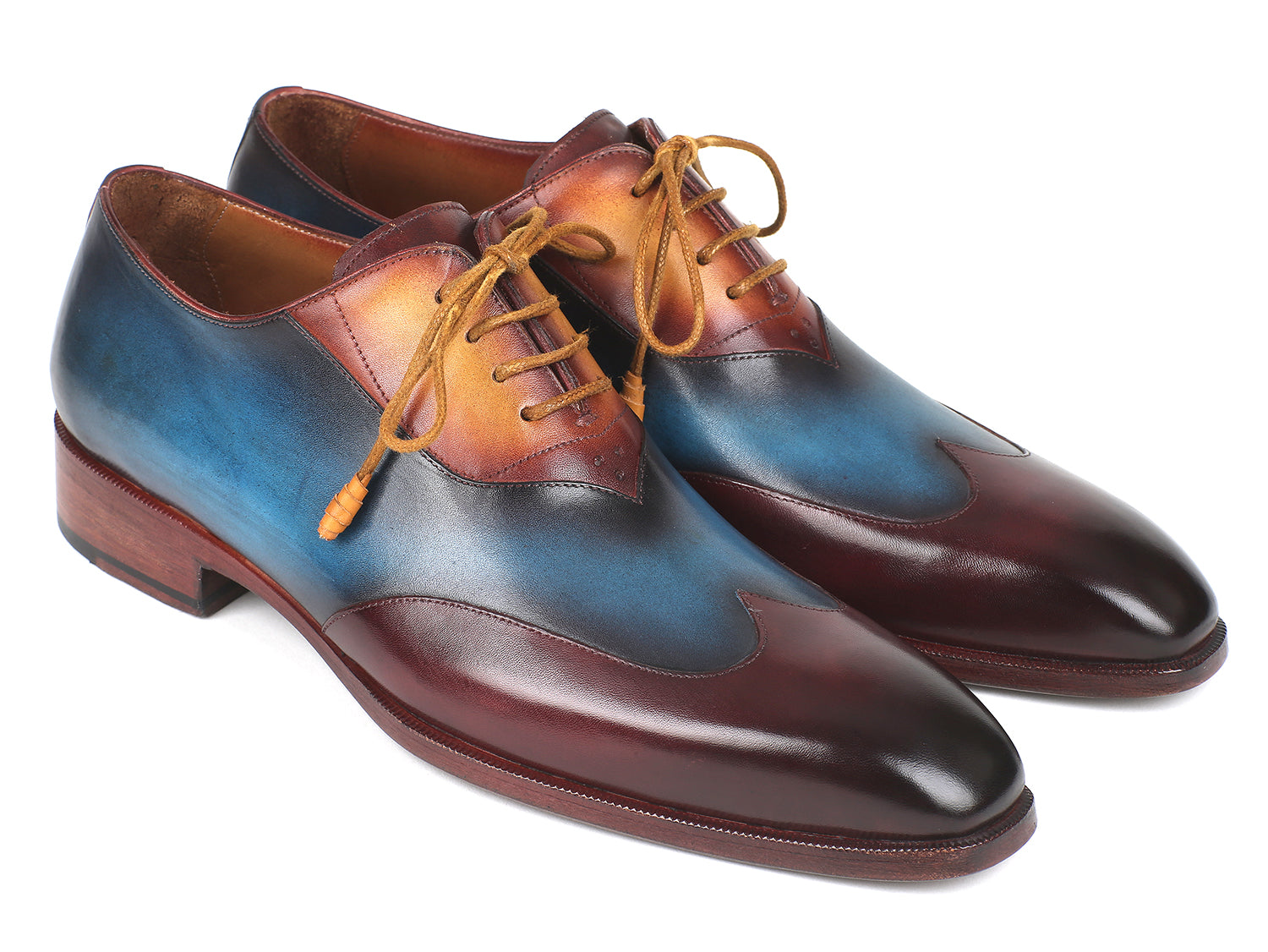 Paul Parkman Three Tone Wingtip Oxfords Bordeaux & Blue & Camel (ID#AL3249TU) EU 39 - US 6.5 / 7 Paul Parkman Three Tone Wingtip Oxfords Bordeaux & Blue & Camel (ID#AL3249TU) EU 39 - US 6.5 / 7