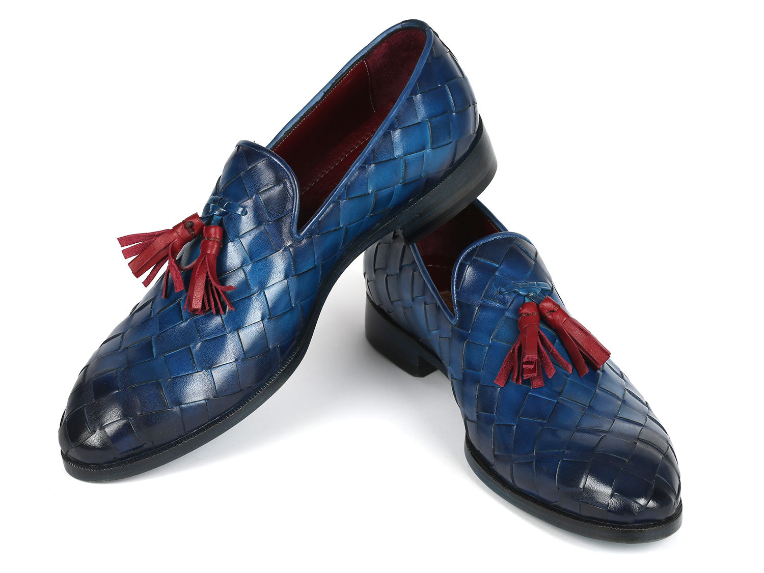 Paul Parkman Men's Big Braided Tassel Loafers Blue (ID#6623-BLU) PAUL PARKMAN Handmade Shoes Paul Parkman Men's Big Braided Tassel Loafers Blue (ID#6623-BLU) PAUL PARKMAN Handmade Shoes