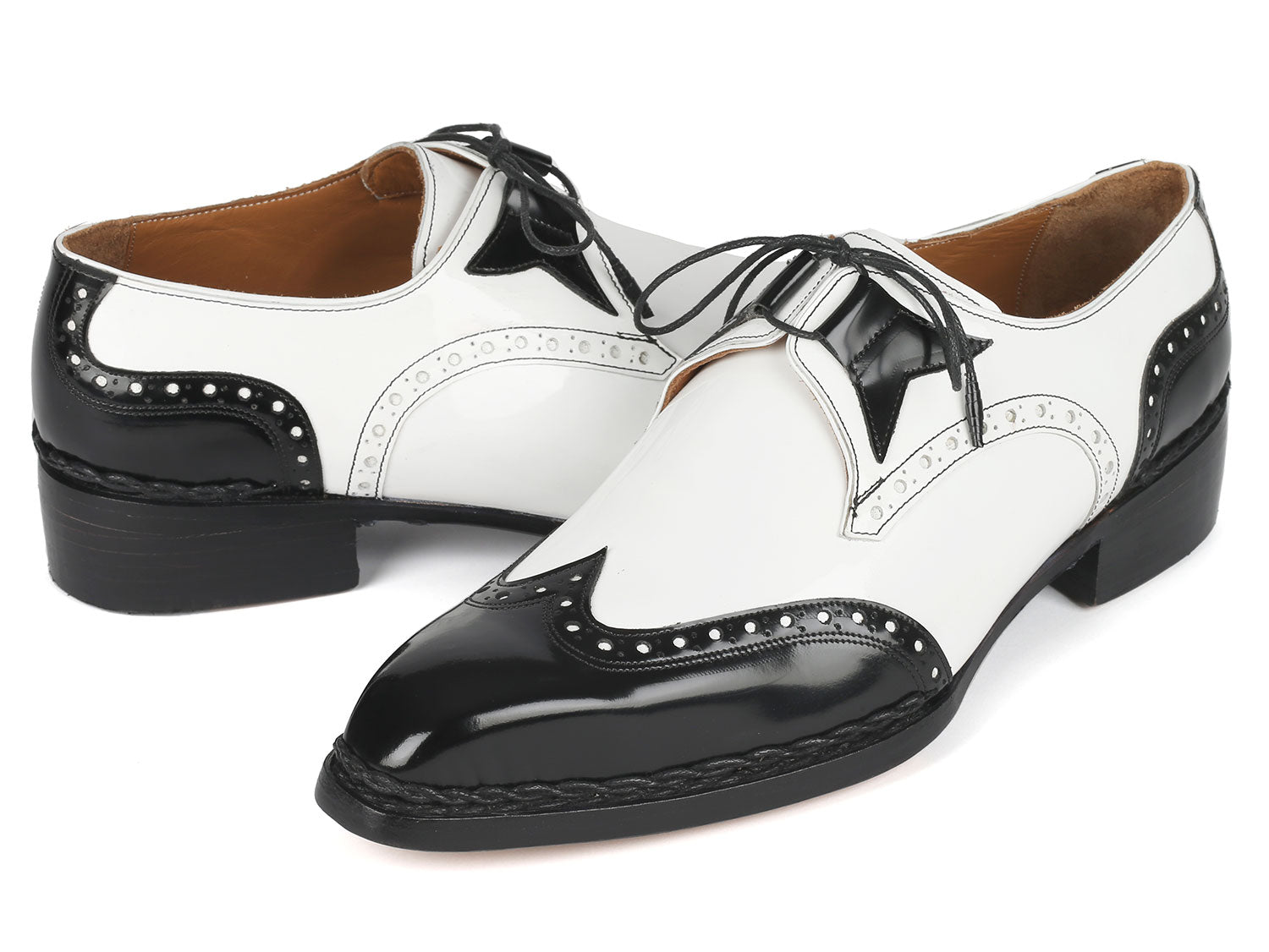 Paul Parkman Norwegian Welted Wingtip Men's Dress Shoes Black & White (ID#8505-BNW) EU 40 - US 7.5 Paul Parkman Norwegian Welted Wingtip Men's Dress Shoes Black & White (ID#8505-BNW) EU 40 - US 7.5
