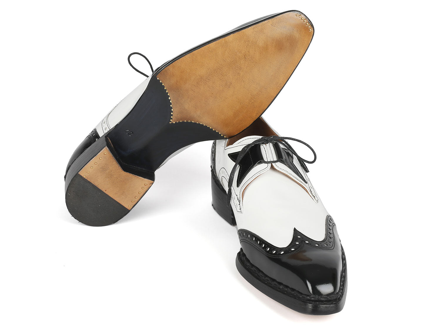 Paul Parkman Norwegian Welted Wingtip Men's Dress Shoes Black & White (ID#8505-BNW) EU 40 - US 7.5 Paul Parkman Norwegian Welted Wingtip Men's Dress Shoes Black & White (ID#8505-BNW) EU 40 - US 7.5