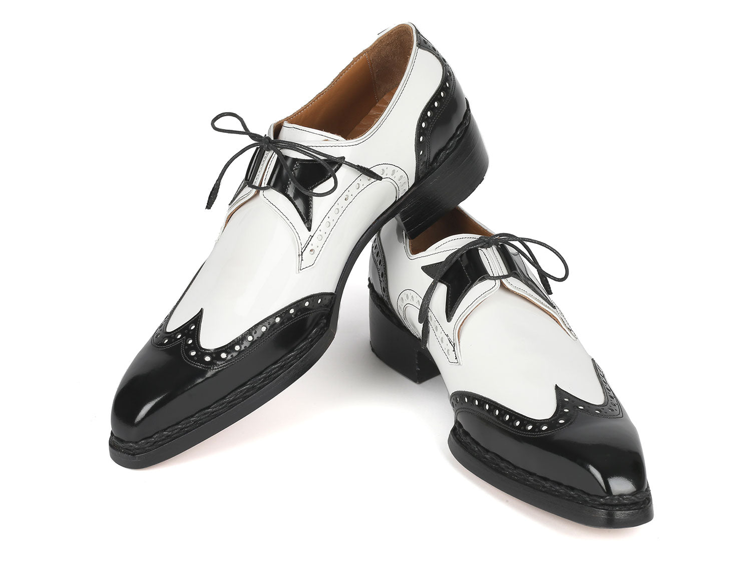 Paul Parkman Norwegian Welted Wingtip Men's Dress Shoes Black & White (ID#8505-BNW) EU 40 - US 7.5 Paul Parkman Norwegian Welted Wingtip Men's Dress Shoes Black & White (ID#8505-BNW) EU 40 - US 7.5