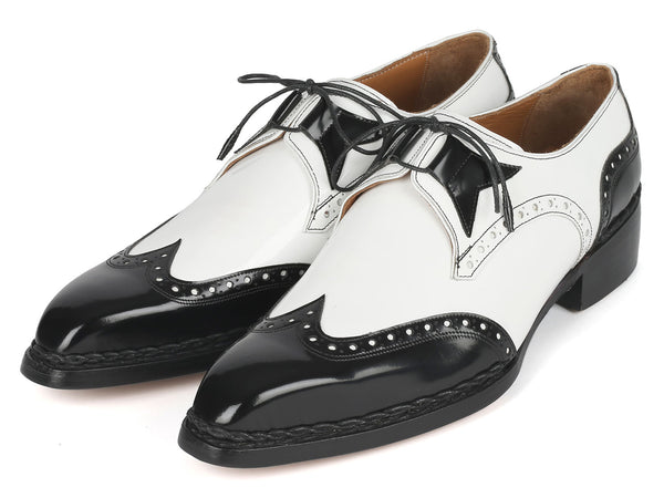 Paul Parkman Norwegian Welted Wingtip Men's Dress Shoes Black & White ...