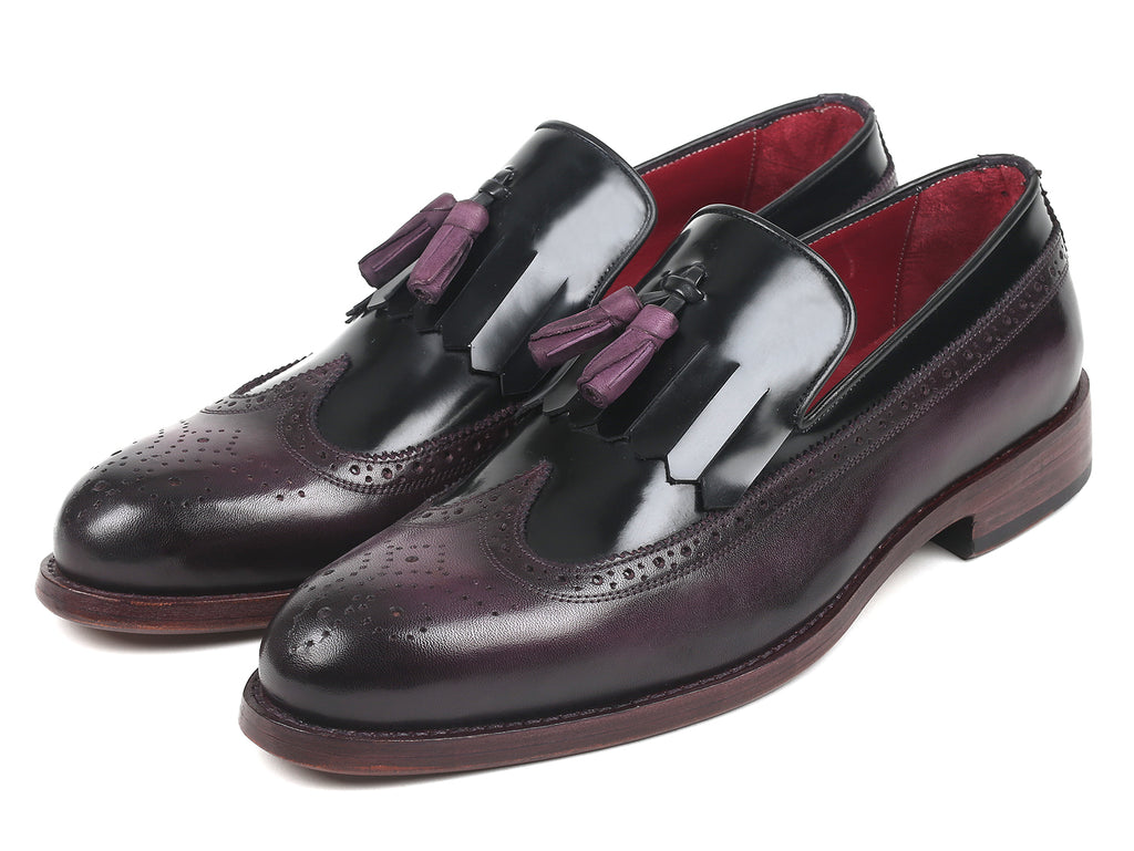 Paul Parkman Tassel Loafer Black & Purple Shoes - 049-BLK-PURP main image 1