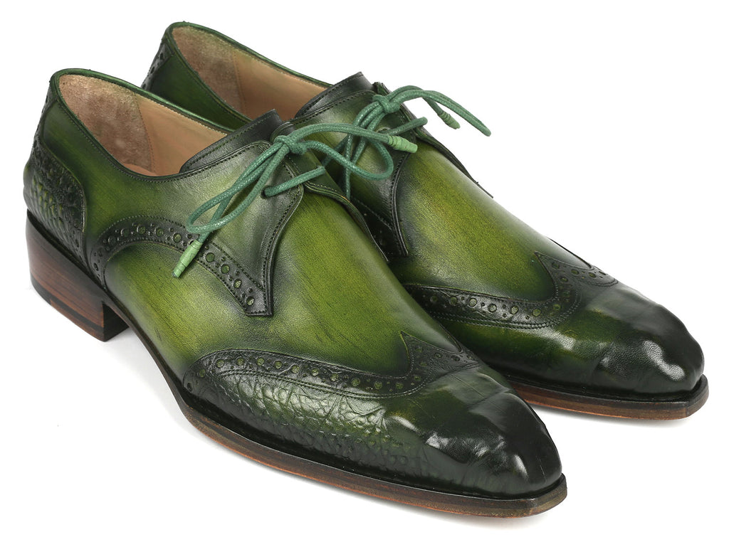 Paul Parkman Goodyear Welted Wingtip Derby Shoes Green (ID#584-GRN)