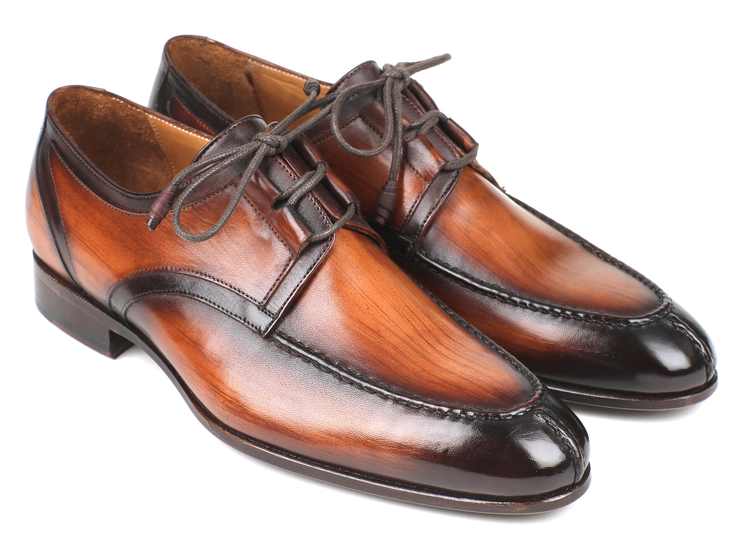burnished leather dress shoes Paul Parkman Ghillie Lacing Brown Burnished Dress Shoes (ID#GU567BRW) EU 42