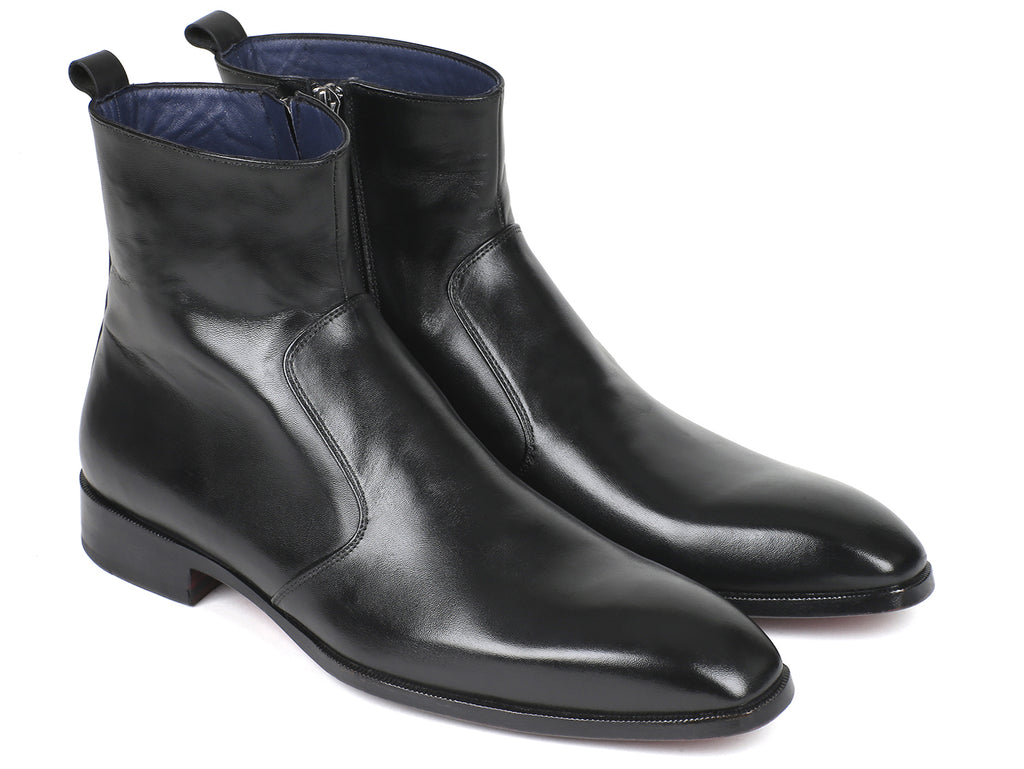 Paul Parkman Black Leather Side Zipper Boots (ID#BT485-BLK) – PAUL ...