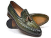 Paul Parkman Woven Leather Tassel Loafers Green  (ID#WVN44-GRN)