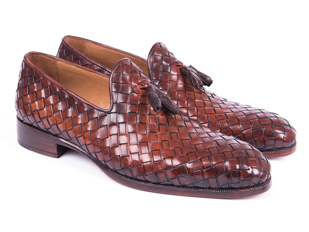 Handmade Men's Red Leather Slip Ons Loafer Tassel Shoes